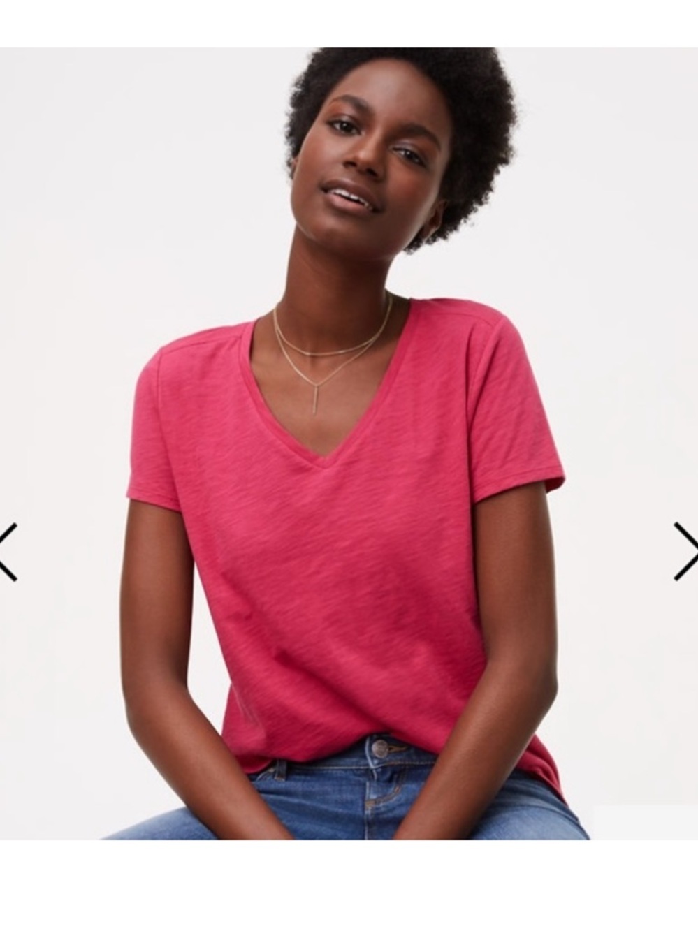 Loft Vintage Soft Pink V Neck Tee | XL